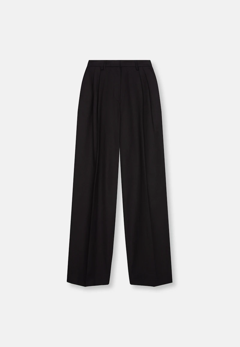 Pantalon plissé en sergé de coton