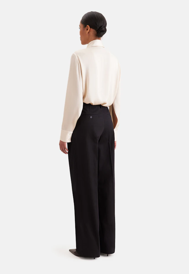 Pleated trousers in cotton twill in Schwarz |  Seidensticker Onlineshop