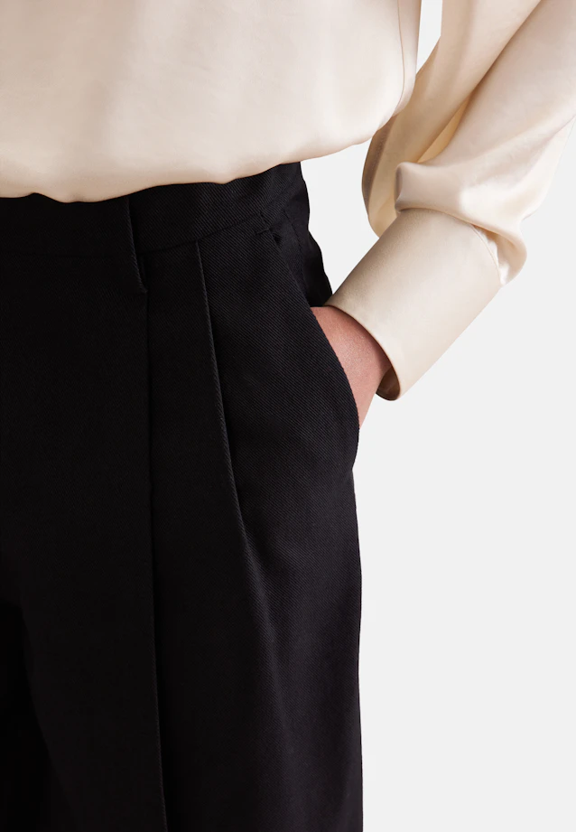 Pleated trousers in cotton twill in Schwarz |  Seidensticker Onlineshop