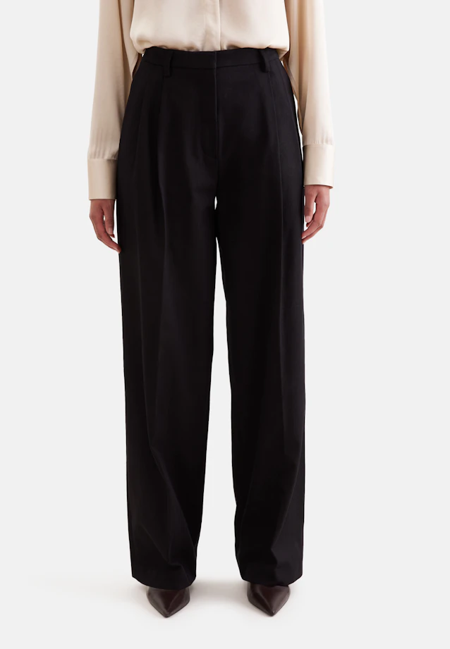 Pleated trousers in cotton twill in Schwarz |  Seidensticker Onlineshop