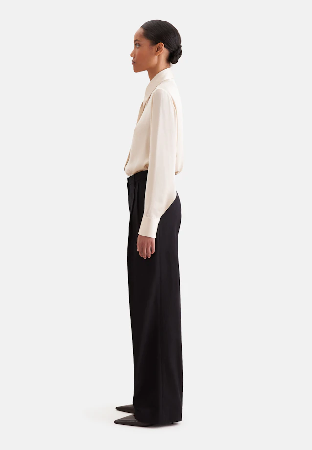 Pleated trousers in cotton twill in Schwarz |  Seidensticker Onlineshop