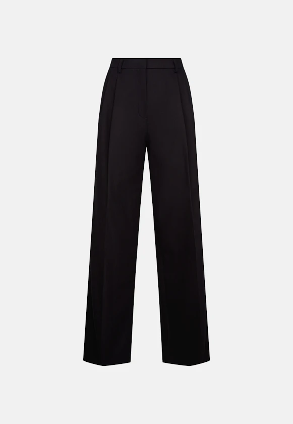 Pleated trousers in cotton twill in Schwarz |  Seidensticker Onlineshop