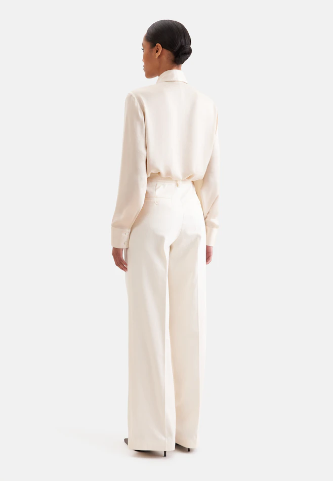 Pantalon plissé en sergé de coton dans Blanc | Boutique en ligne Seidensticker