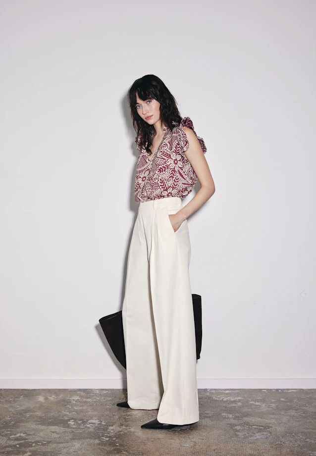 Pantalon plissé en sergé de coton in Blanc |  Seidensticker Onlineshop