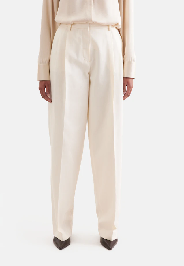 Pleated trousers in cotton twill in Weiß |  Seidensticker Onlineshop