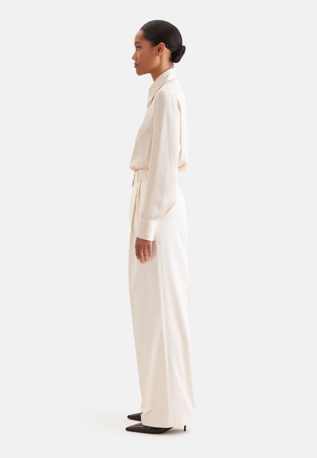 Pleated trousers in cotton twill in Weiß |  Seidensticker Onlineshop