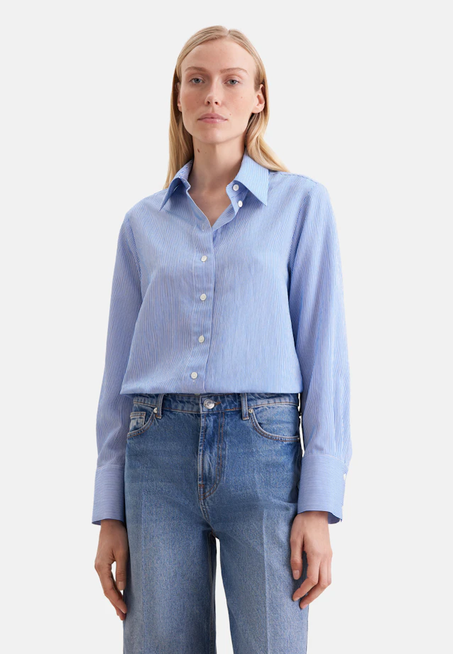 Flowing shirt blouse in viscose mix in Mittelblau |  Seidensticker Onlineshop