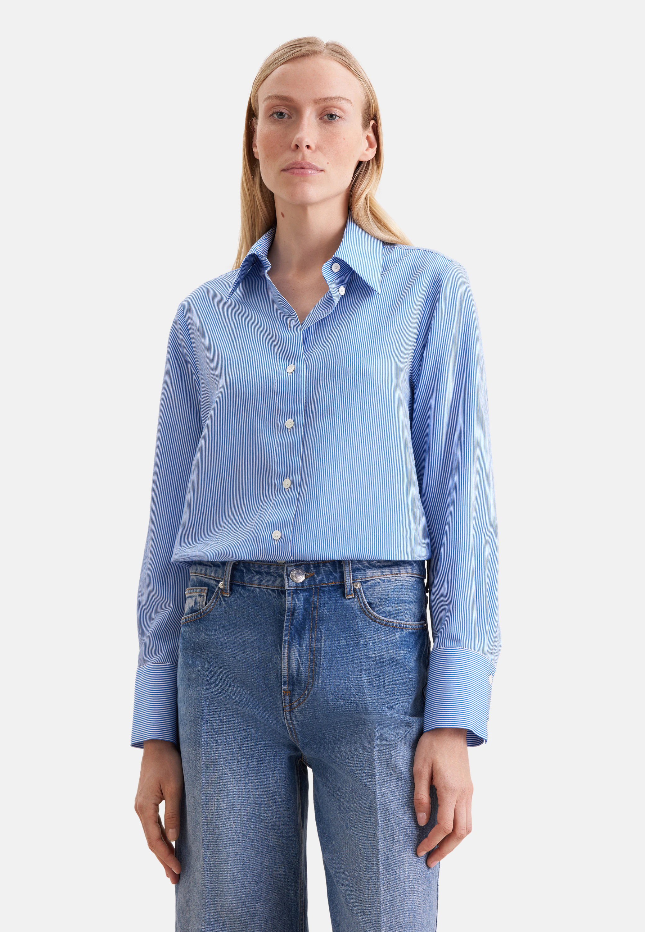 Fließende Hemdbluse aus Viskose Mix Blau 40