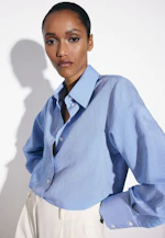 Fließende Hemdbluse aus Viskose Mix in Mittelblau |  Seidensticker Onlineshop