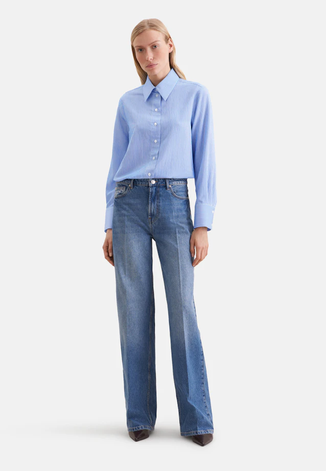 Flowing shirt blouse in viscose mix in Mittelblau |  Seidensticker Onlineshop