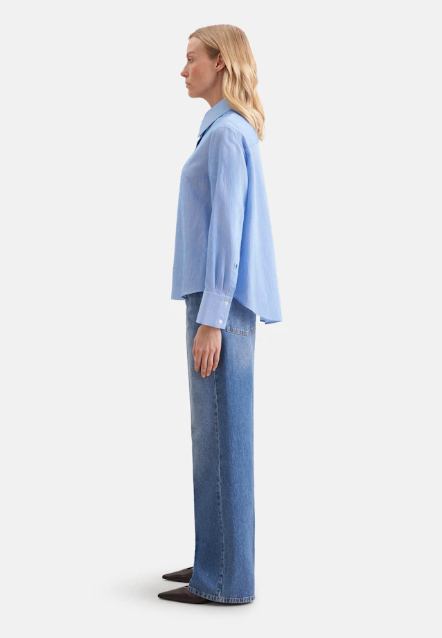 Flowing shirt blouse in viscose mix in Mittelblau |  Seidensticker Onlineshop