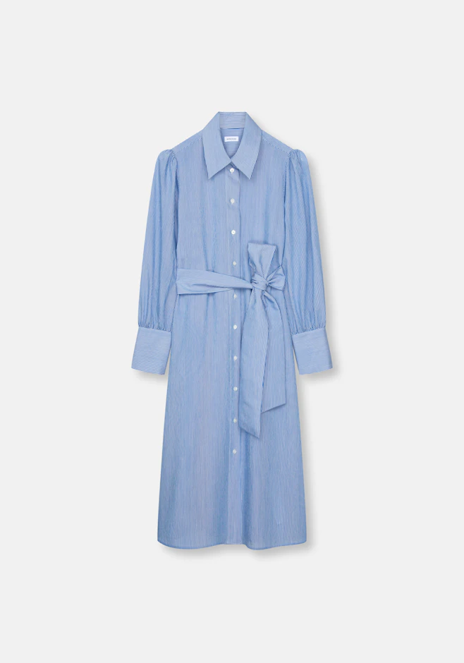 Fliessendes Hemdblusenkleid aus Viskose Mix in Mittelblau | Seidensticker Onlineshop