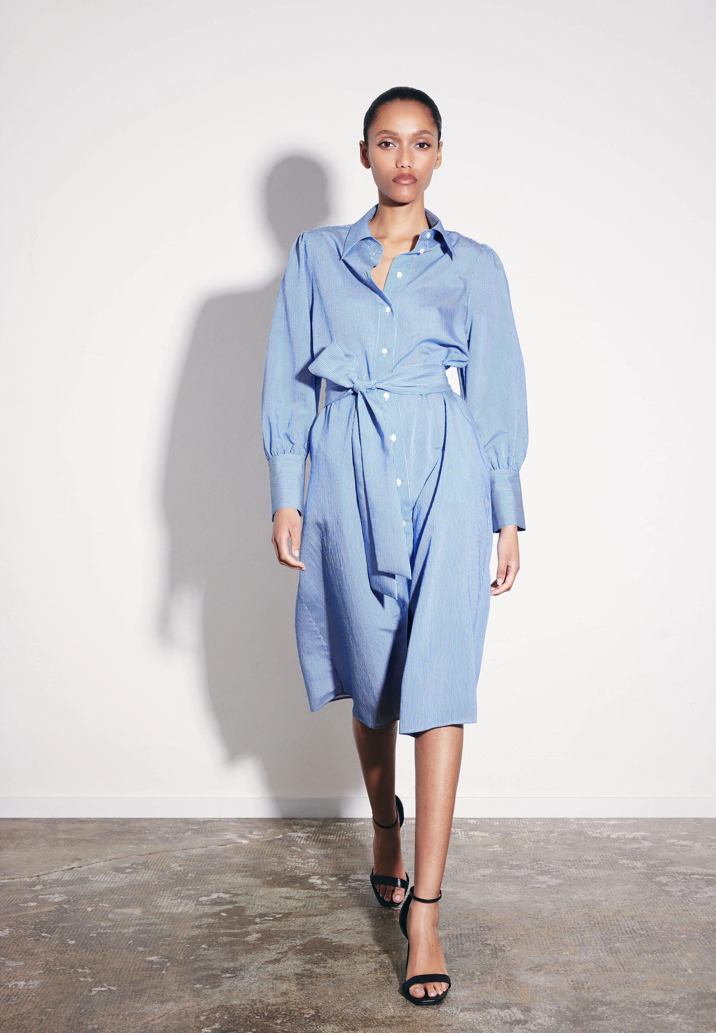 flowing shirt dress elegant striped button shirt dress raglan sleeves belt long
