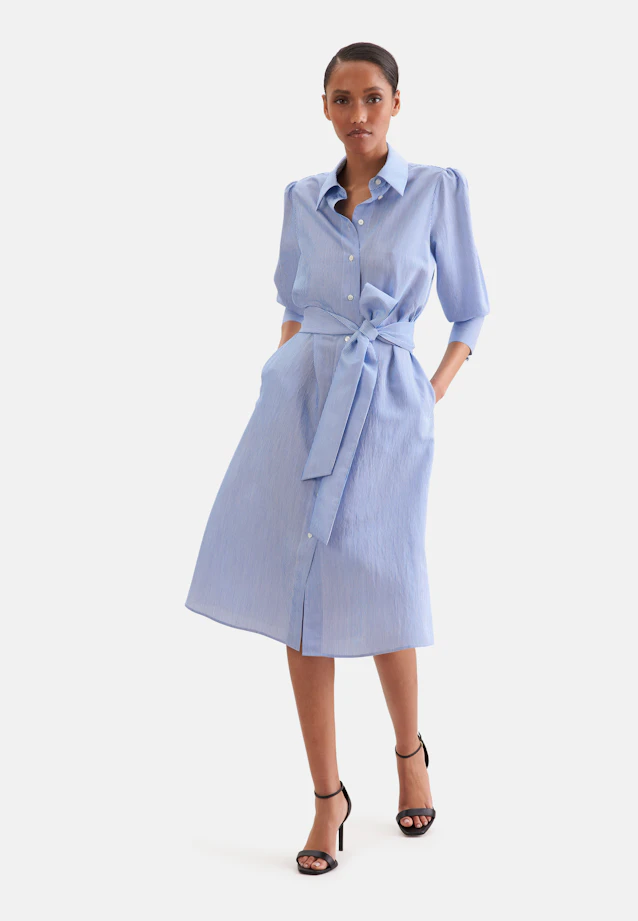 Fliessendes Hemdblusenkleid aus Viskose Mix in Mittelblau |  Seidensticker Onlineshop