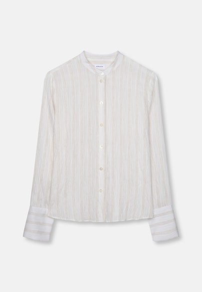 Stehkragenbluse mit hoher Manschette aus Viskose- Leinen Mix in Weiß |  Seidensticker Onlineshop