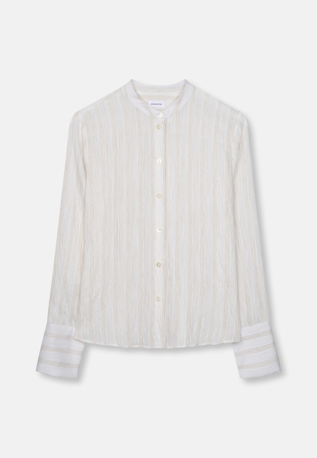 Stehkragenbluse mit hoher Manschette aus Viskose- Leinen Mix in Weiß |  Seidensticker Onlineshop