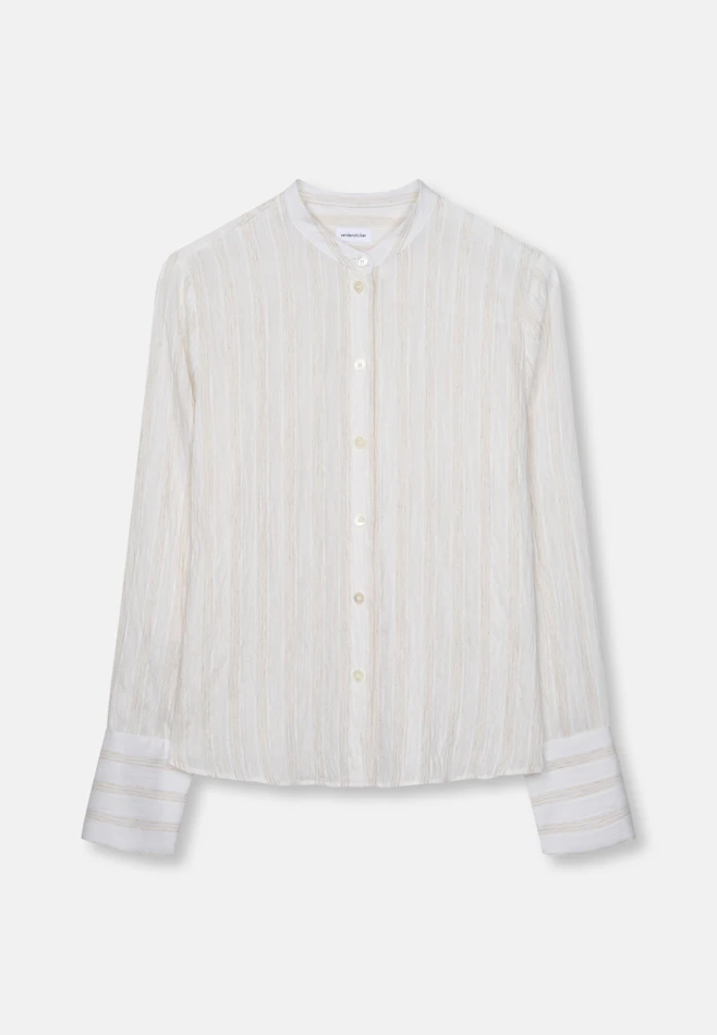 Stehkragenbluse mit hoher Manschette aus Viskose- Leinen Mix in Weiß | Seidensticker Onlineshop