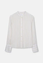 Stehkragenbluse mit hoher Manschette aus Viskose- Leinen Mix in Weiß |  Seidensticker Onlineshop