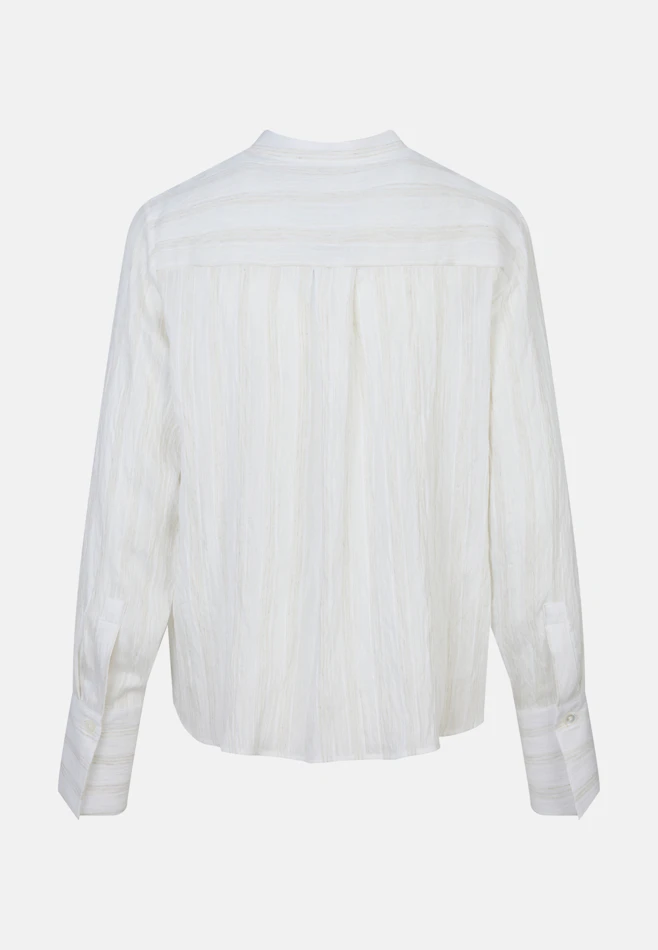 Stehkragenbluse mit hoher Manschette aus Viskose- Leinen Mix in Weiß | Seidensticker Onlineshop