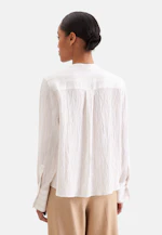 Stand-up collar blouse with high cuff made of viscose-linen mix in Weiß |  Seidensticker Onlineshop