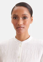 Stand-up collar blouse with high cuff made of viscose-linen mix in Weiß |  Seidensticker Onlineshop