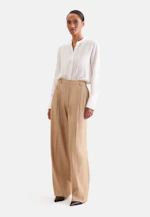 Stand-up collar blouse with high cuff made of viscose-linen mix in Weiß |  Seidensticker Onlineshop