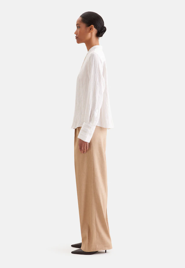 Stand-up collar blouse with high cuff made of viscose-linen mix in Weiß |  Seidensticker Onlineshop