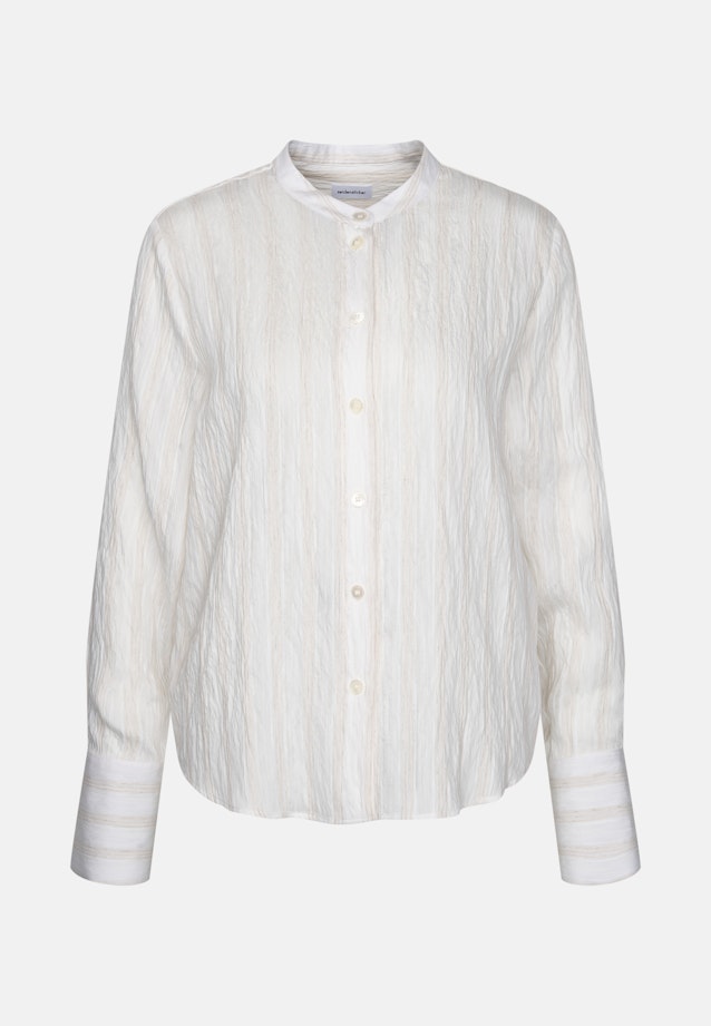 Stehkragenbluse mit hoher Manschette aus Viskose- Leinen Mix in Weiß |  Seidensticker Onlineshop