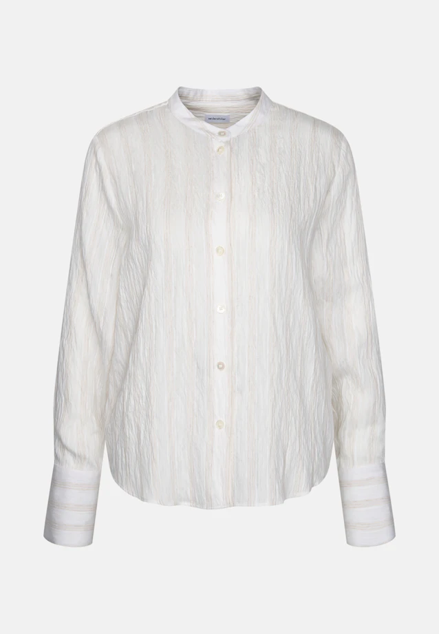 Stehkragenbluse mit hoher Manschette aus Viskose- Leinen Mix in Weiß |  Seidensticker Onlineshop