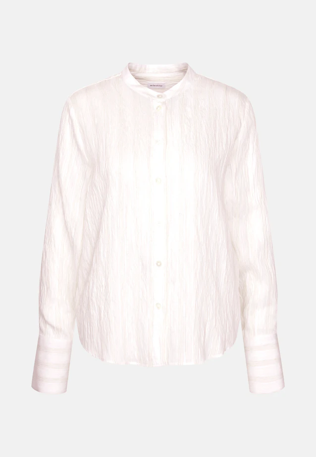 Stand-up collar blouse with high cuff made of viscose-linen mix in Weiß |  Seidensticker Onlineshop