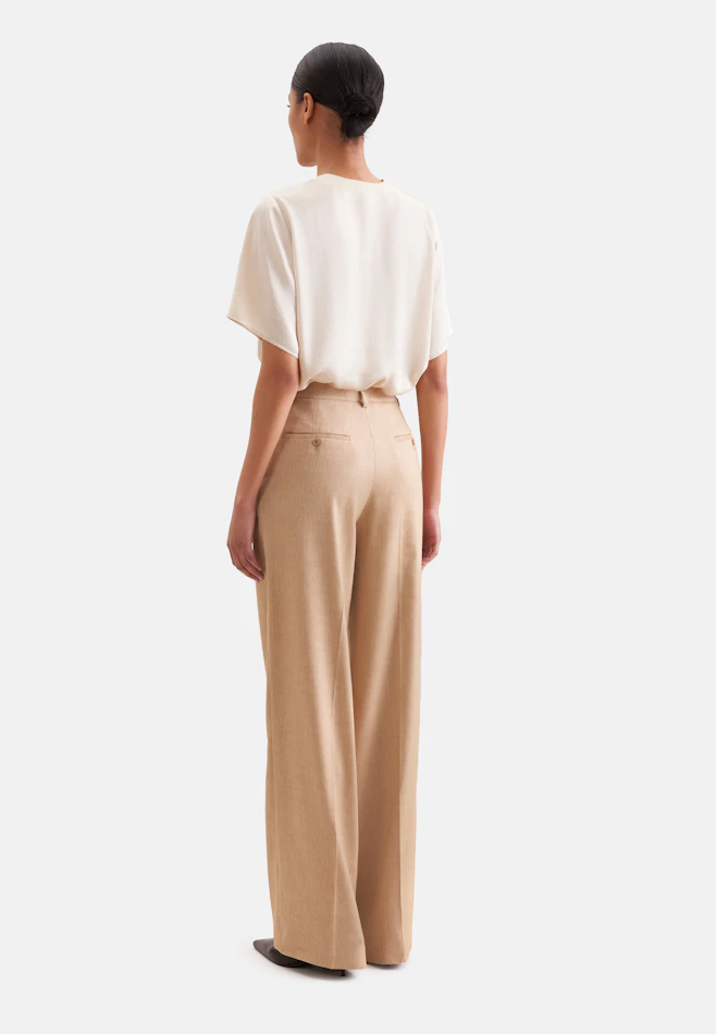 Twill Linen Pleated Trousers Mix in Beige | Seidensticker online shop