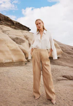 Mélange de pantalons plissés en sergé in Beige |  Seidensticker Onlineshop
