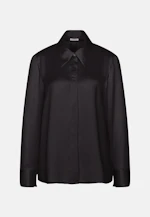Hemdbluse mit hohen Ärmelschlitzen aus Satin in Schwarz |  Seidensticker Onlineshop