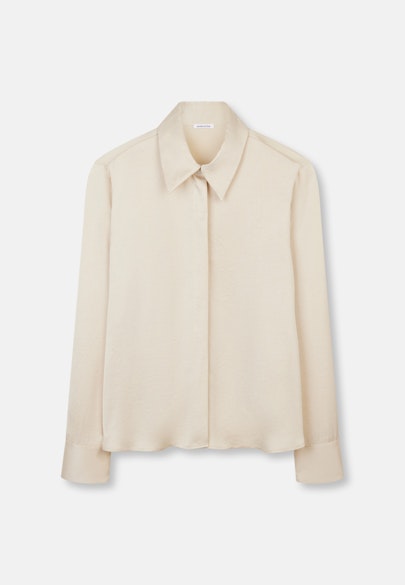 Hemdbluse mit hohen Ärmelschlitzen aus Satin in Weiß |  Seidensticker Onlineshop