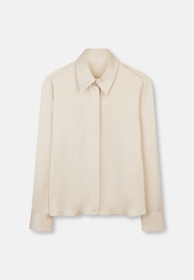 Hemdbluse mit hohen Ärmelschlitzen aus Satin in Weiß | Seidensticker Onlineshop