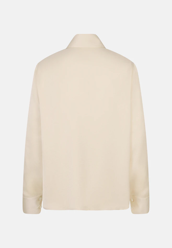 Hemdbluse mit hohen Ärmelschlitzen aus Satin in Weiß | Seidensticker Onlineshop