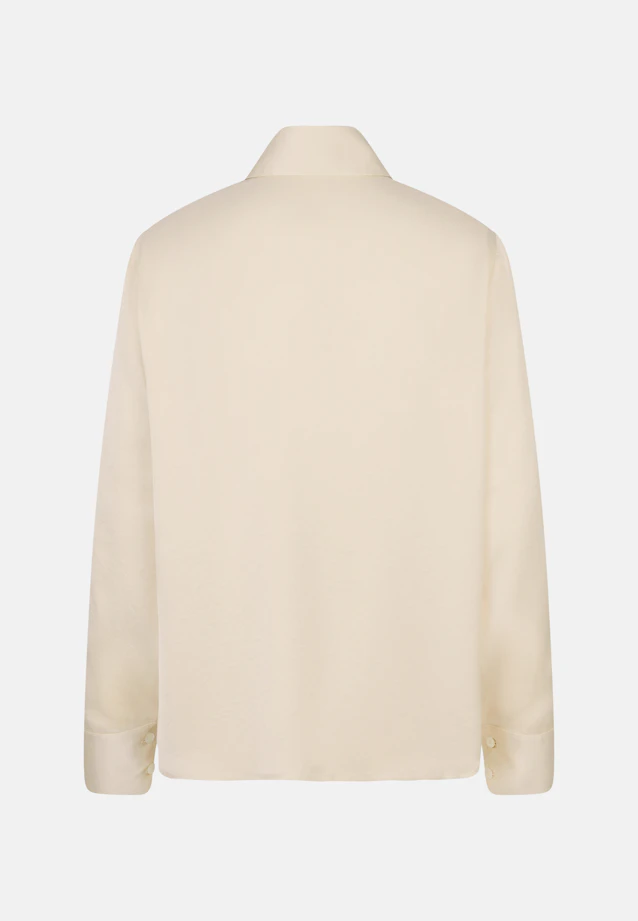 Hemdbluse mit hohen Ärmelschlitzen aus Satin in Weiß |  Seidensticker Onlineshop