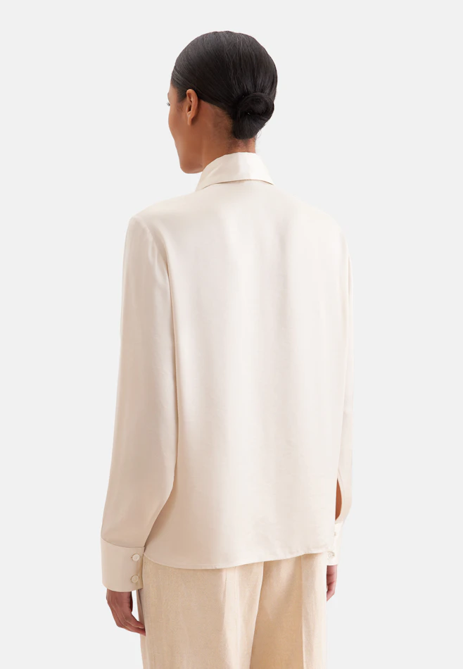 Satin shirt blouse with high sleeve slits in Weiß | Seidensticker online shop