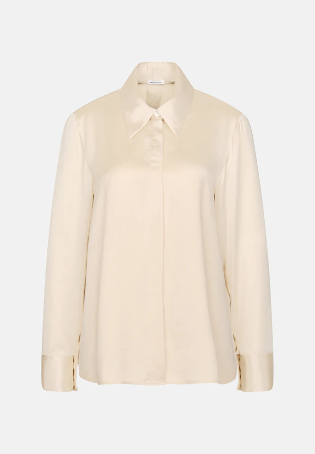 Hemdbluse mit hohen Ärmelschlitzen aus Satin in Weiß |  Seidensticker Onlineshop