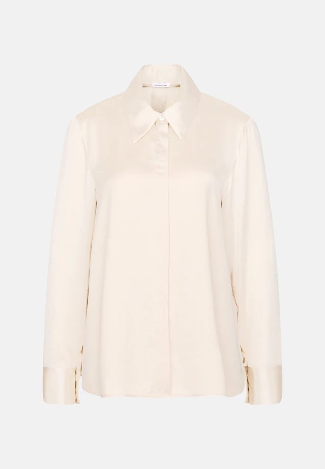 Satin shirt blouse with high sleeve slits in Weiß |  Seidensticker Onlineshop