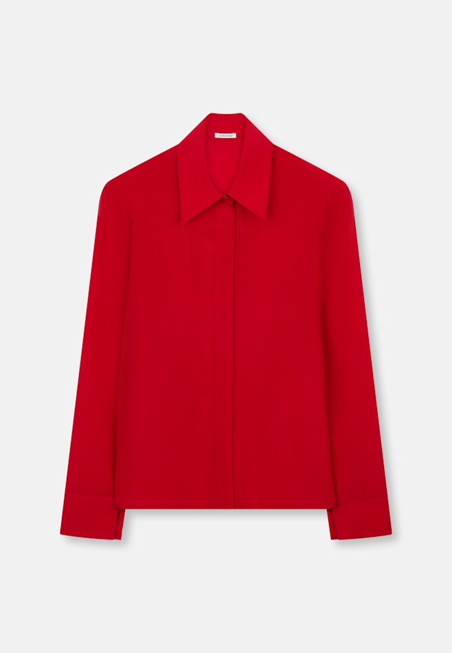 Hemdbluse mit hohen Ärmelschlitzen aus 100% Seide in Rot | Seidensticker Onlineshop
