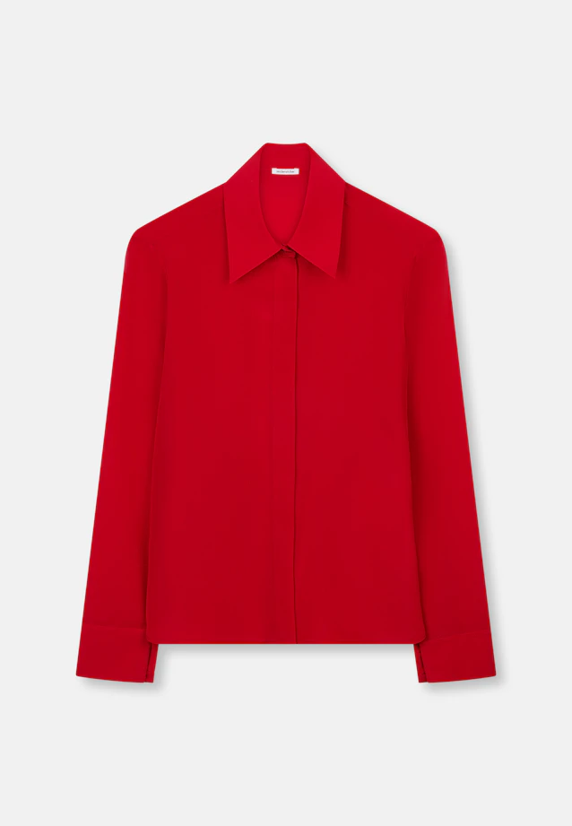 Hemdbluse mit hohen Ärmelschlitzen aus 100% Seide in Rot |  Seidensticker Onlineshop