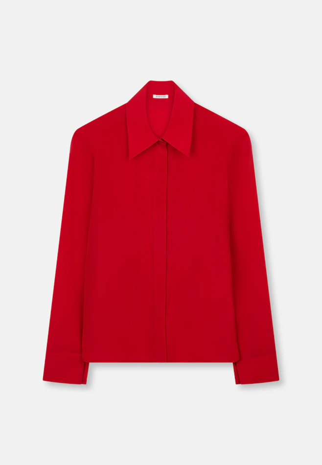 Hemdbluse mit hohen Ärmelschlitzen aus 100% Seide in Rot | Seidensticker Onlineshop