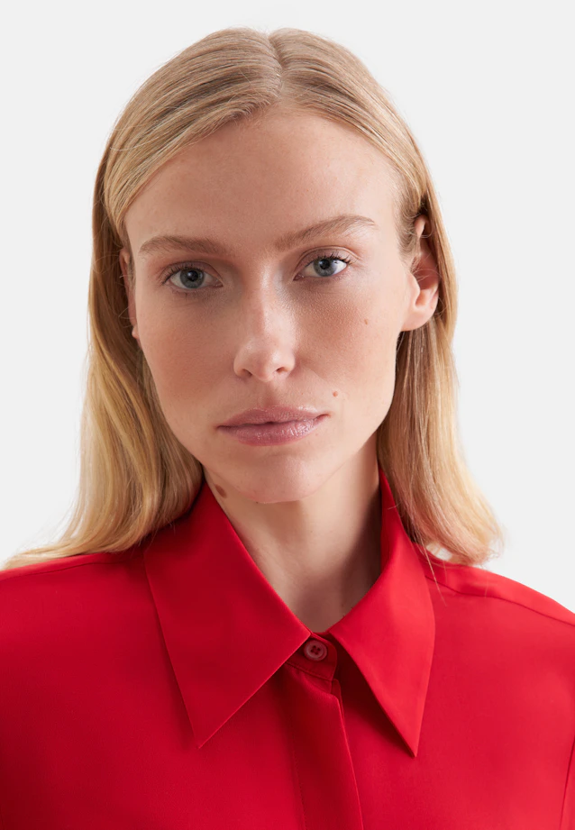 Shirt blouse with high sleeve slits made of 100% silk in Rot |  Seidensticker Onlineshop