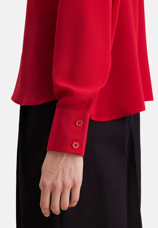 Shirt blouse with high sleeve slits made of 100% silk in Rot |  Seidensticker Onlineshop