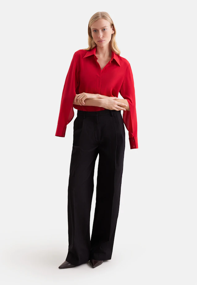 Shirt blouse with high sleeve slits made of 100% silk in Rot |  Seidensticker Onlineshop