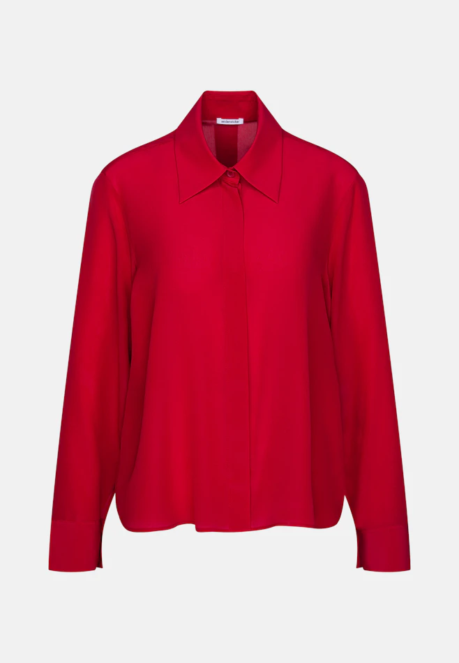 Hemdbluse mit hohen Ärmelschlitzen aus 100% Seide in Rot | Seidensticker Onlineshop