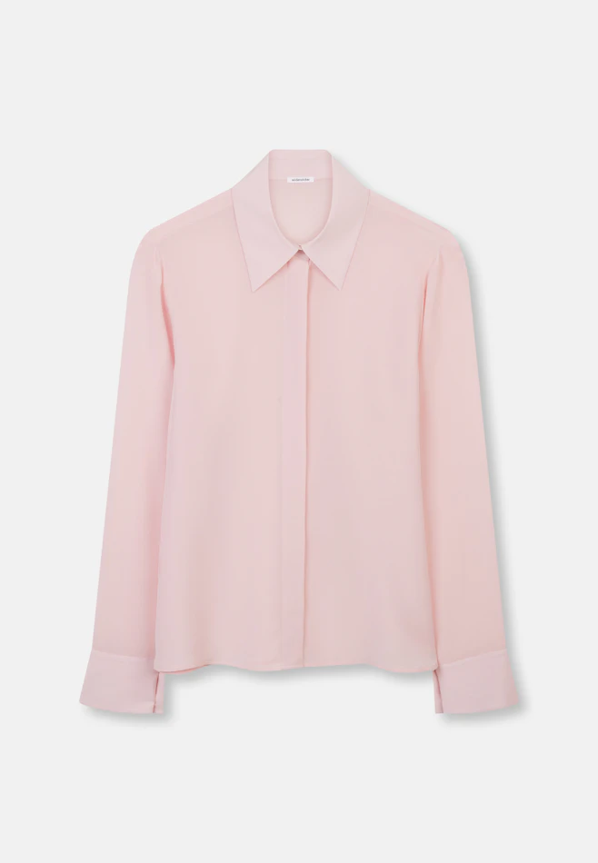 Hemdbluse mit hohen Ärmelschlitzen aus 100% Seide in Rosa | Seidensticker Onlineshop