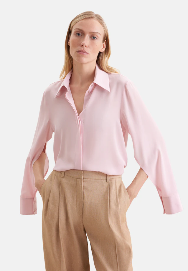 Shirt blouse with high sleeve slits made of 100% silk in Rosa |  Seidensticker Onlineshop