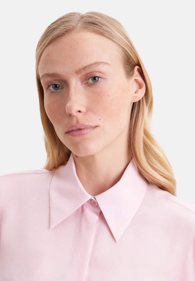 Shirt blouse with high sleeve slits made of 100% silk in Rosa |  Seidensticker Onlineshop